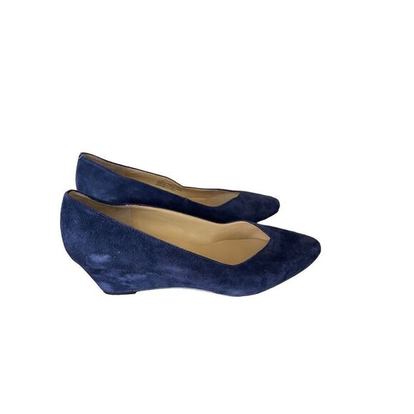 Talbots Womens Indigo Blue Suede Slip On Laney Wedge Heels Pump Shoes Size 7.5M - Picture 9 of 11